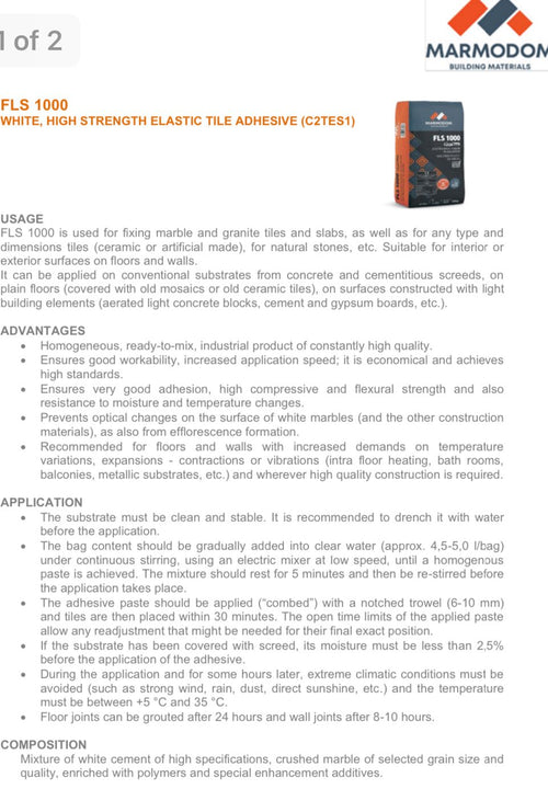 adeziv - alb - fls 1000 C2TES1 - super elastic - marmodom